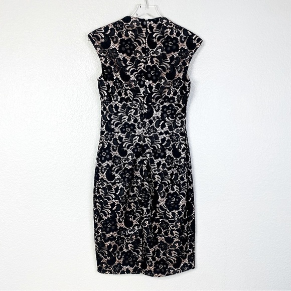 Jax Black Lace Overlay Square Neck Sleeveless Evening Dress Size 6 - Picture 4 of 8